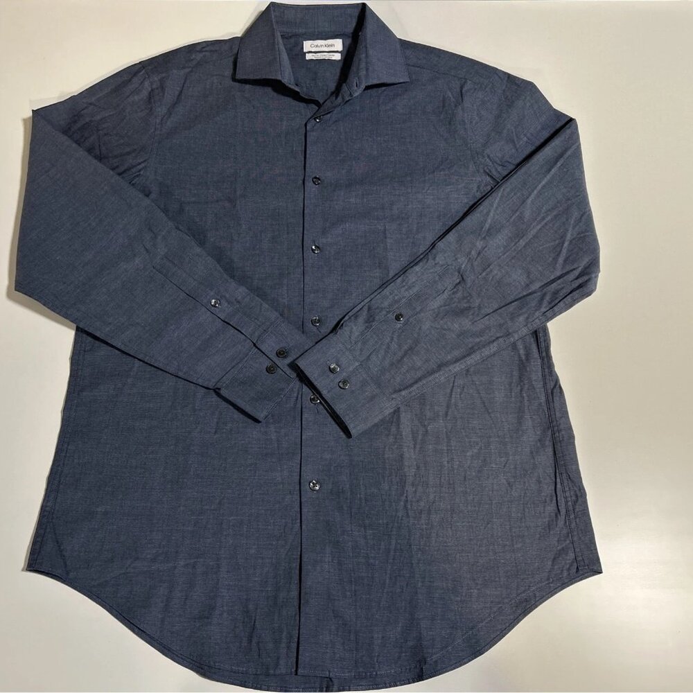 Calvin Klein Dark Blue Long-Sleeve Button-Down Shirt